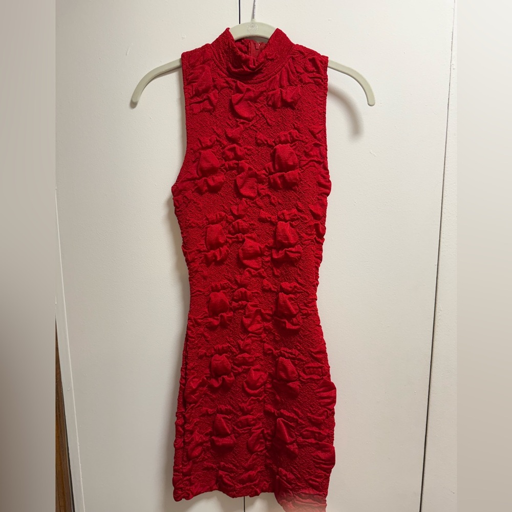 Vintage Red Mini Textured Dress